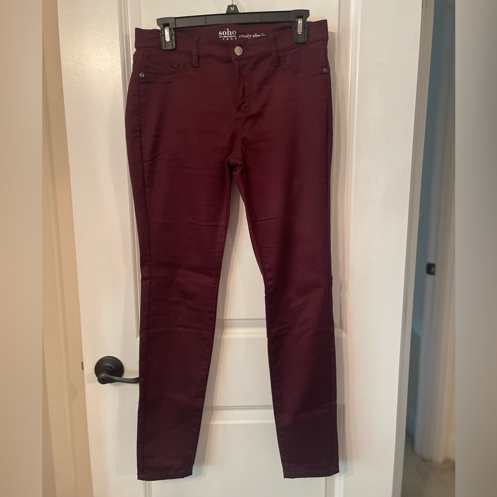 New York & Company Soho Burgundy Slim Leg Pants